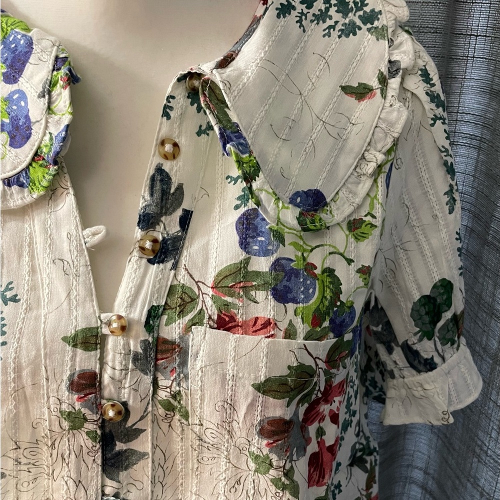 Pilcro by Anthropologie The Kiera Collard Button Front Blouse Size Small NWT - Picture 4 of 11